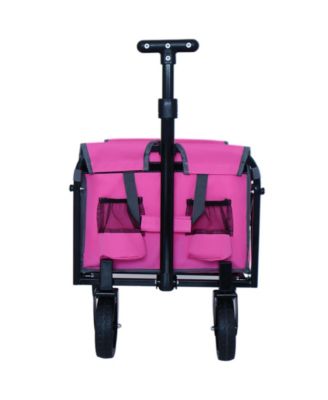 All-in-One Convertible Folding Wagon Cart - Expandable Dual-Layer Wagon with All Terrain Wheels, 225lbs Capacity for Camping, Grocery