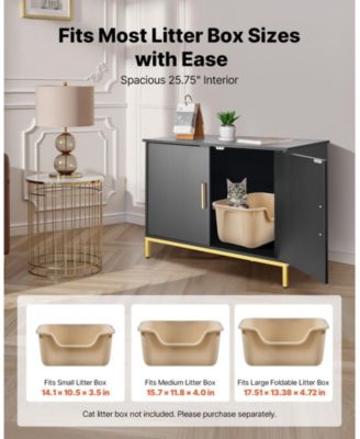 27.6" Hidden Litter Box Cabinet with Metal Legs & Handle - Modern Cat Washroom End Table for Bedroom