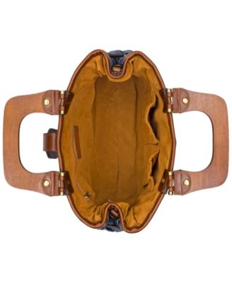 Sancia Large Woven Washed Denim Satchel Bag