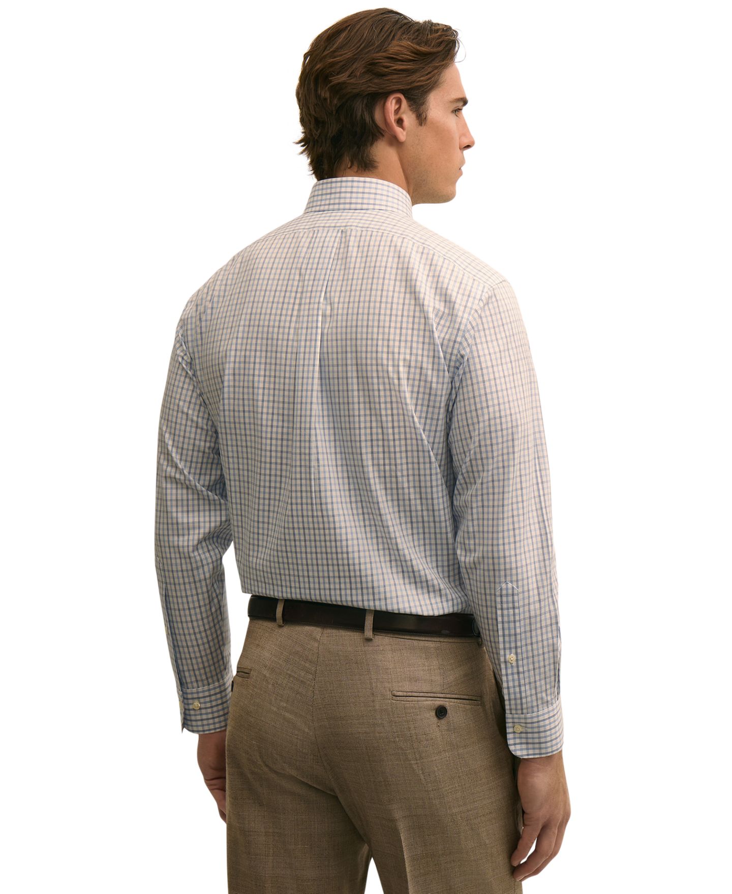 Мужская рубашка Brooks Brothers Check Spread-Collar Dress Shirt, цвет: Синий — фото 2