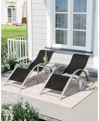 3-Pack Pool Lounge Chairs, Patio Sunbathing Recliners with Backrest – Outdoor Tanning Chaise Loungers for Beach, Deck, Lawn