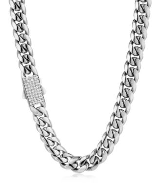 Men's Cuban Iced Clasp Chain Necklace in 316L Stainless Steel