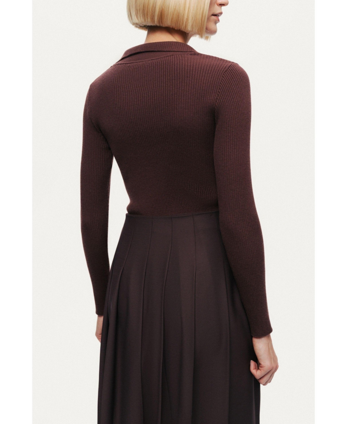 Nocturne Women's Zip-Front Ribbed Knit Top