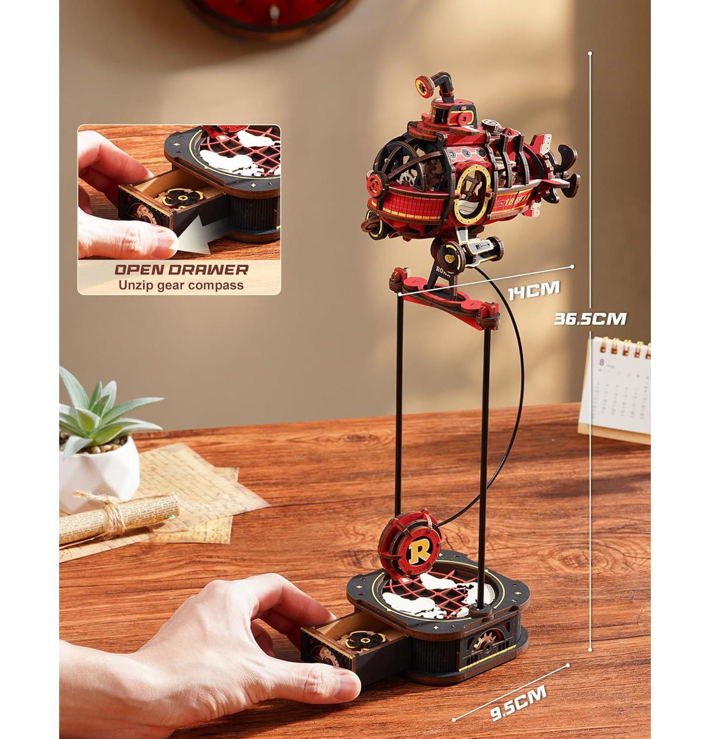 Детские конструкторы Robotime Deep-Sea Adventurer Gravity-Powered 219-Piece Wooden Puzzle, Ages 14+ — фото 5