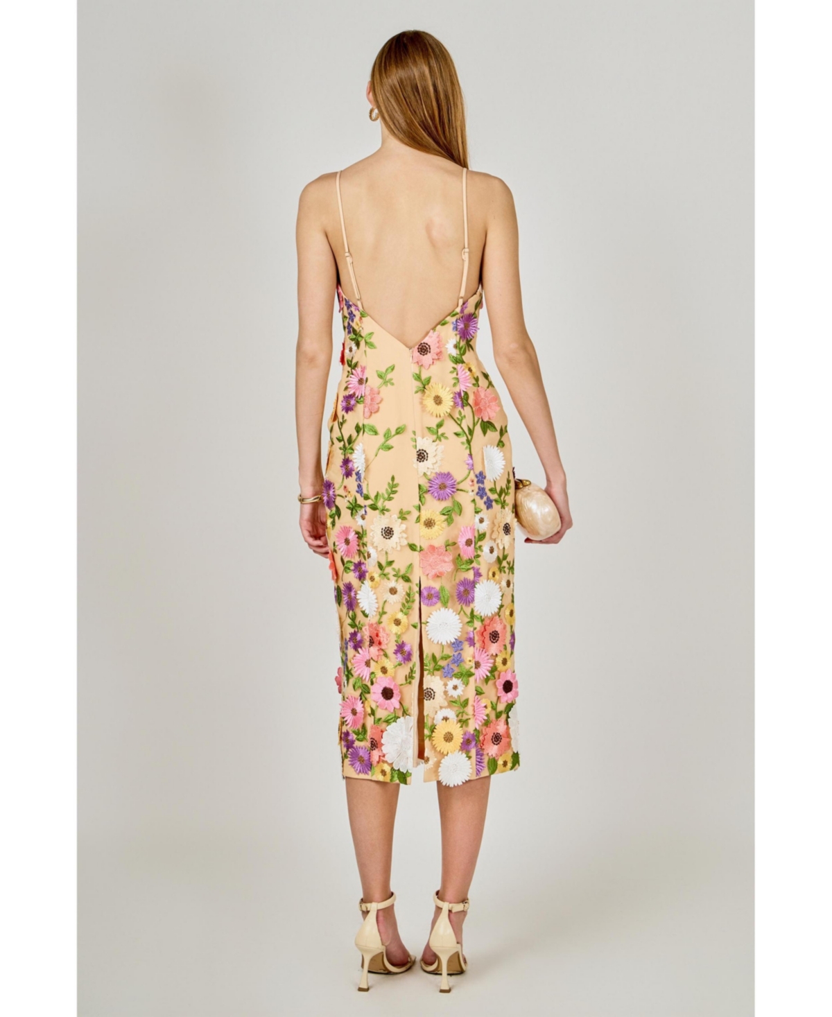 endless rose Women's Floral Embroidered Midi Dress