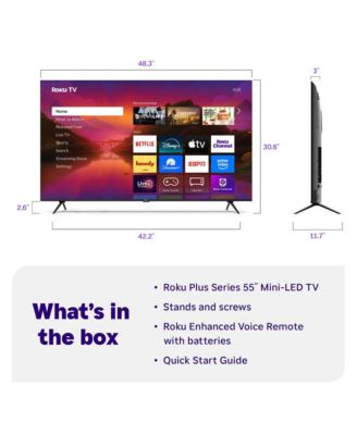 4K QLED Mini-LED Smart TV, Dolby Vision & Atmos, HDR Plus, Streaming Bundle UAX HDMI Cable & 12-Month CPS Protection Plan-55R6C7KIT1