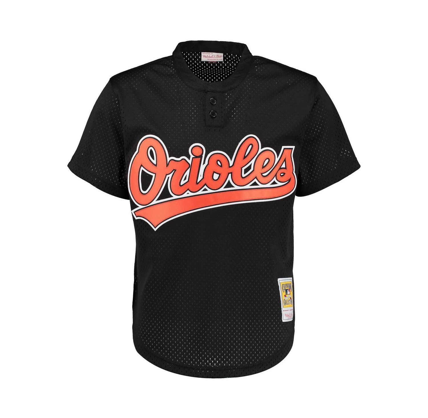Men's Cal Ripken Jr. Black Baltimore Orioles Cooperstown Mesh Batting Practice Jersey