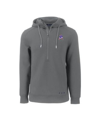 Cutter Buck Men's Gray New England Patriots Throwback Roam Eco Half-Zip Pullover Hoodie