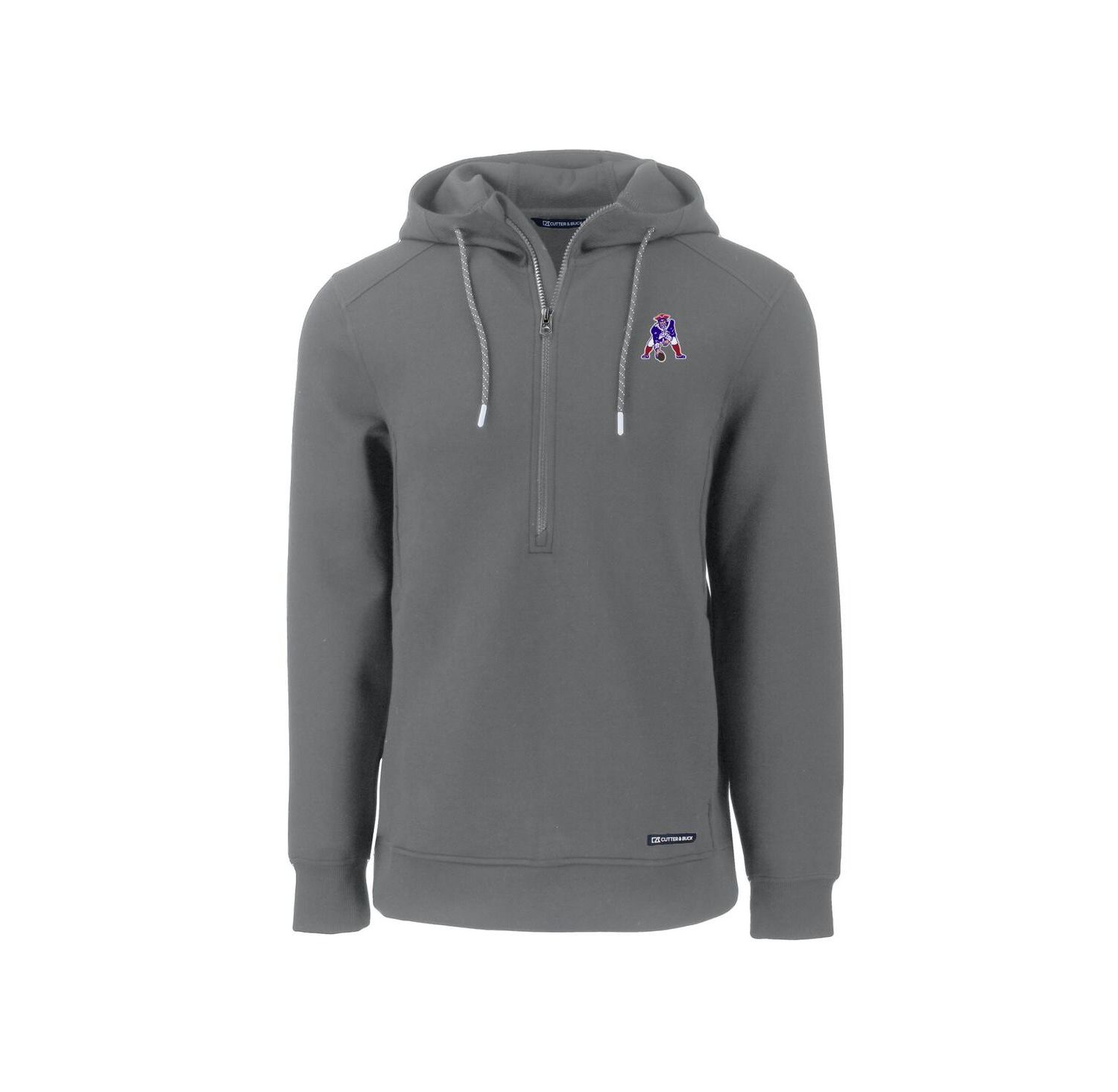 Men's Gray New England Patriots Throwback Roam Eco Half-Zip Pullover Hoodie