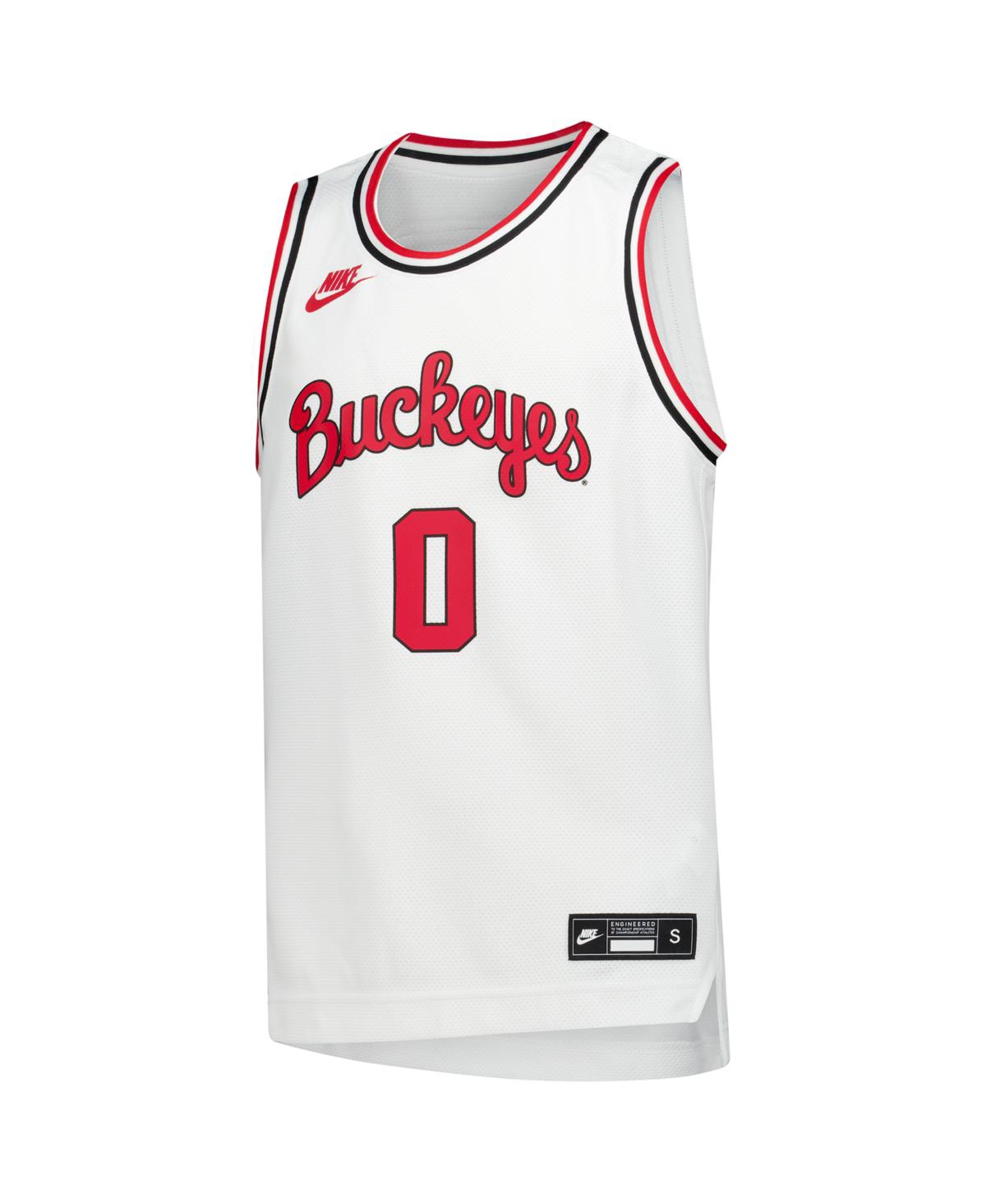 Nike Big Boys and Girls White Ohio State Buckeyes Replica Basketball Jersey