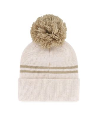 Women's Natural Michigan Wolverines Core Inline Latte Cuffed Knit Hat with Pom