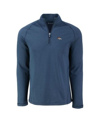 Men's Heather Navy Denver Broncos Peshastin Eco Fleece Tri-Blend Raglan Quarter-Zip Jacket