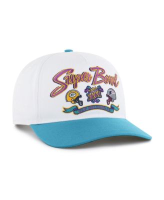 Men's White/Aqua NFL Multi-Team Throwback Dueling Logos Adjustable Hitch Hat