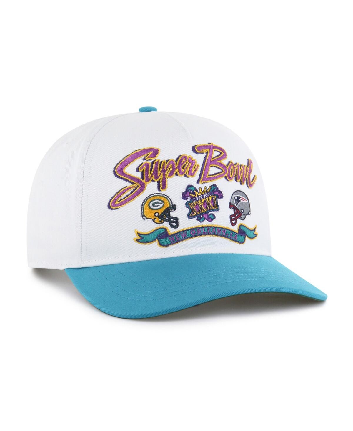 '47 Brand Men's White/Aqua Nfl Multi-Team Throwback Dueling Logos Adjustable Hitch Hat