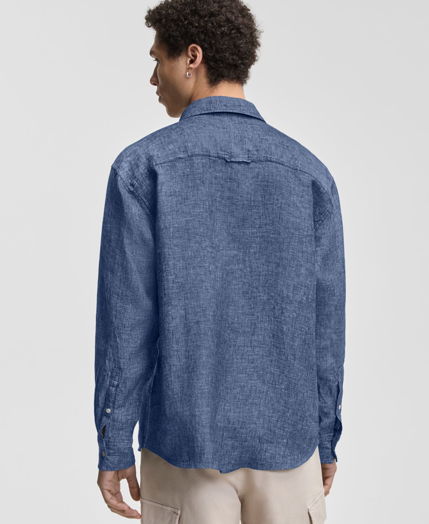 Men's 100% Linen Relaxed Long-Sleeve Garment-Dyed Shirt