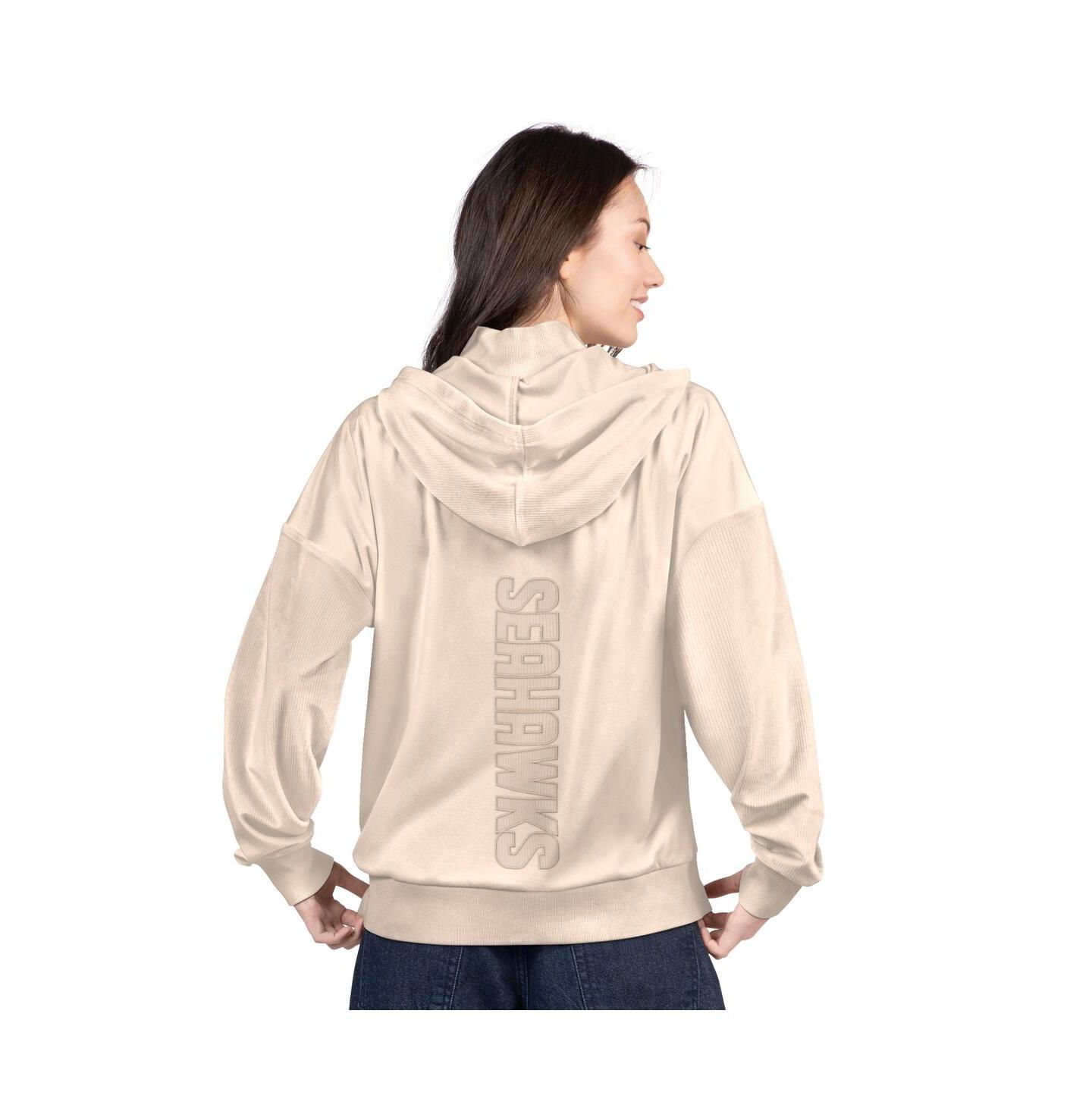 Женское худи G-III 4Her by Carl Banks Tan Seattle Seahawks Rookie Full-Zip — фото 2
