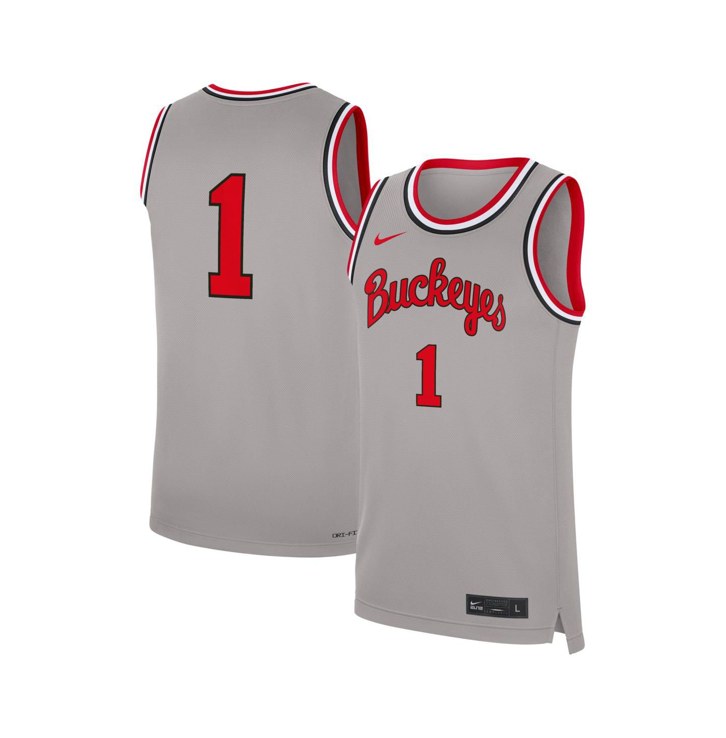 Мужской топ Nike 1 Gray Ohio State Buckeyes Alternate Replica Basketball Jersey — фото 1