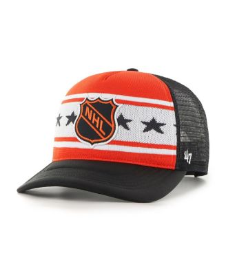 Men's Orange/Black NHL Puck Duel Shield Vintage Foam Front Adjustable Hitch Hat