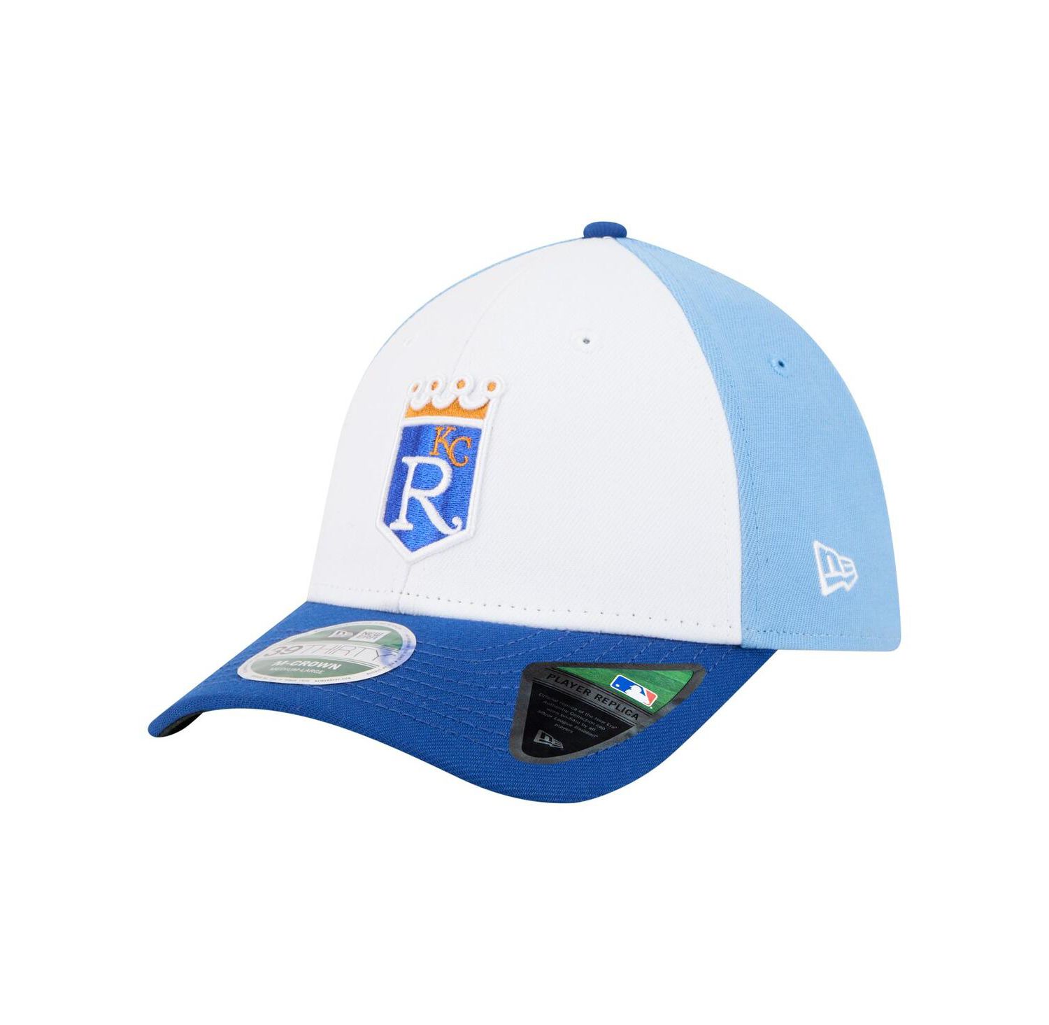 Men's White/Royal Kansas City Royals Player Replica 39THIRTY M-Crown Flex Hat