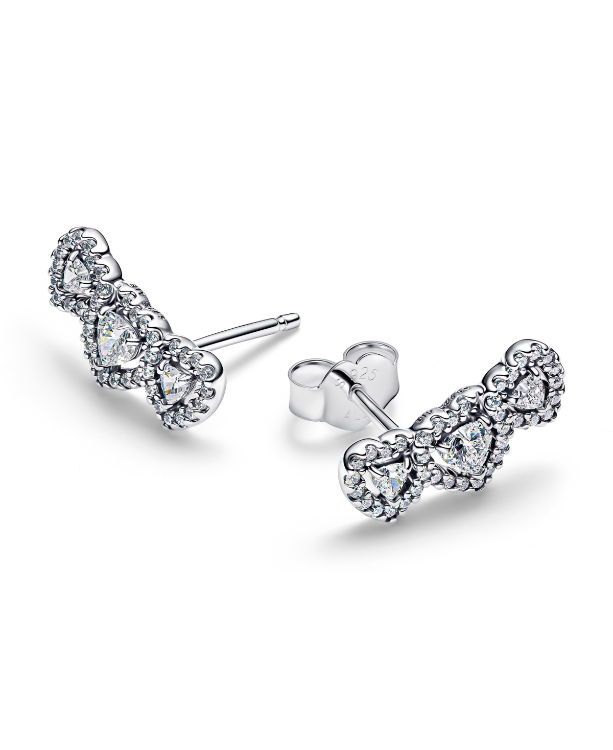 Pandora Halo Heart Trilogy Stud Earrings