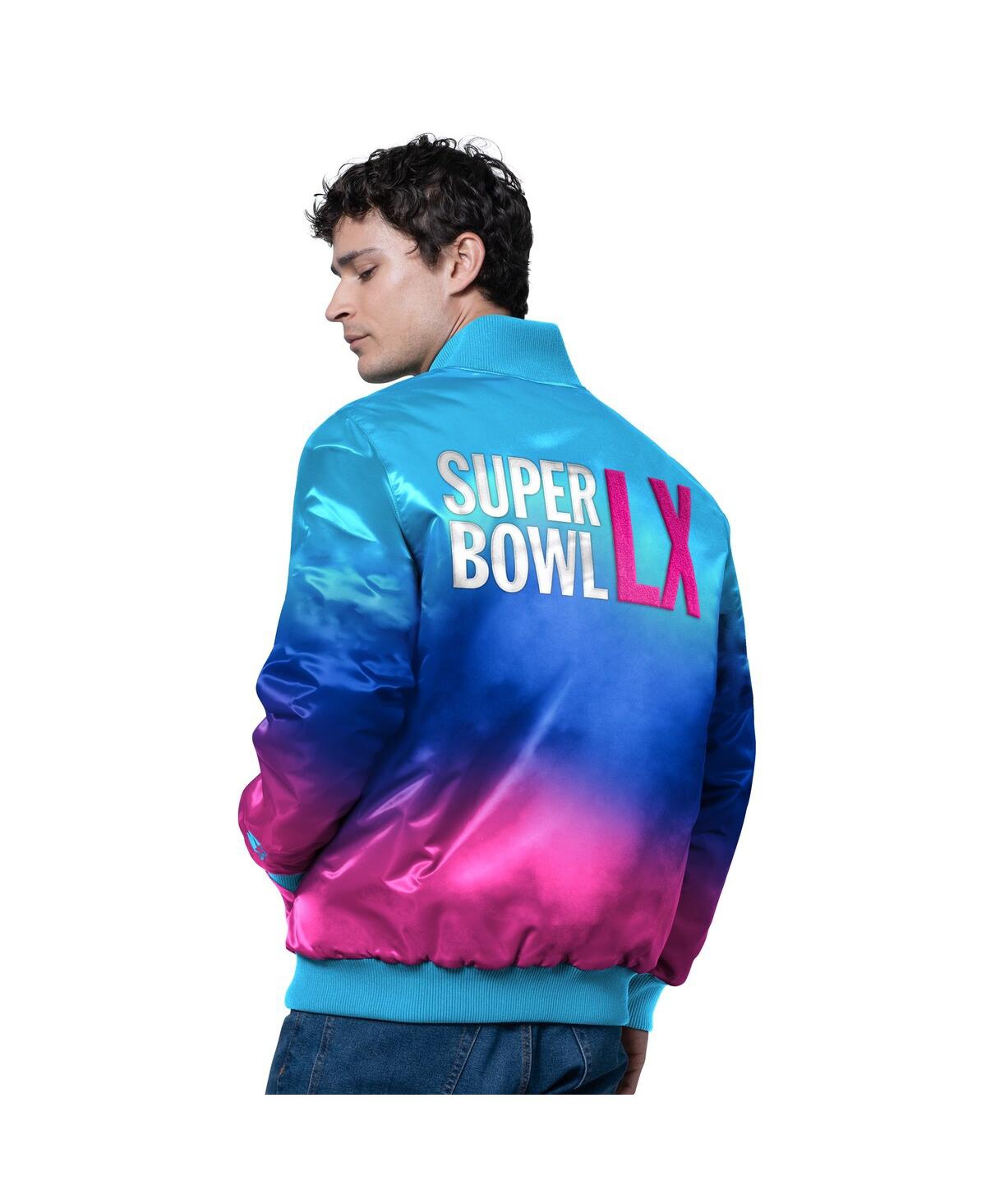 Starter Men's Light Blue Super Bowl Lx Full-Snap Varsity Jacket