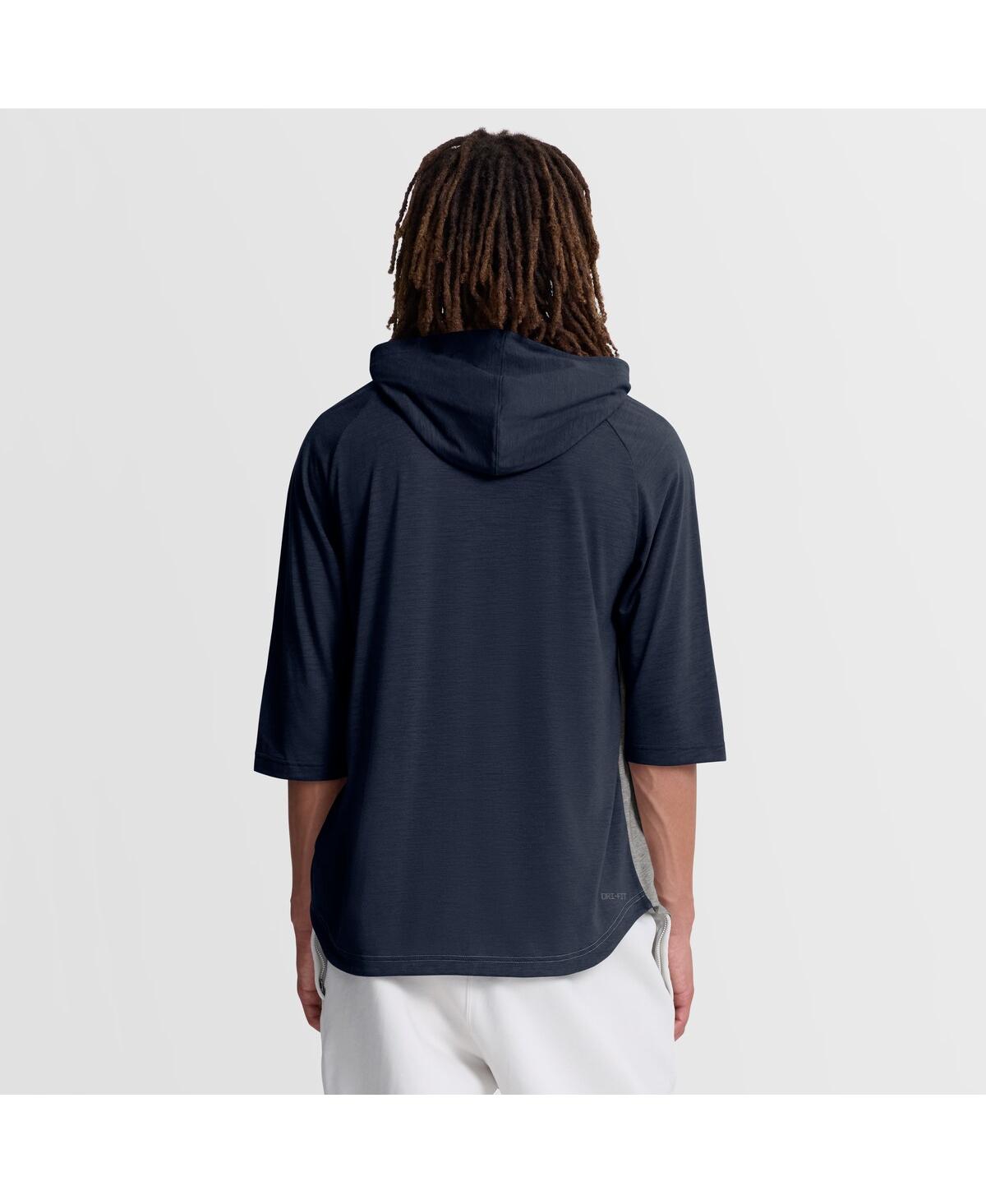 Nike Men's Gray Atlanta Braves Authentic Collection Flux Dri-fit Raglan 3/4-Sleeve Hooded T-Shirt