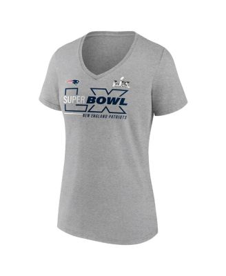 Women's Heather Gray New England Patriots Super Bowl LX Roster V-Neck T-Shirt