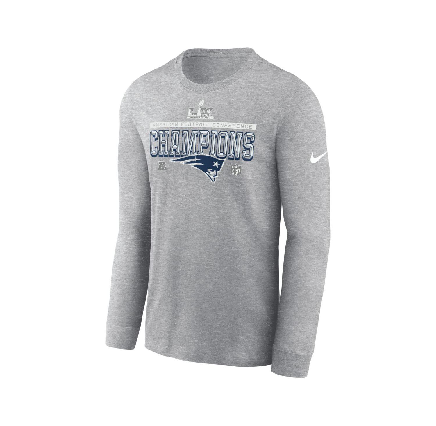 Men's Heather Gray New England Patriots 2025 AFC Champions Locker Room Trophy Collection Long Sleeve T-Shirt