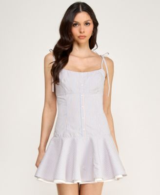 Juniors' Stripe Square Neck Mini Dress