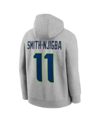 Men's Jaxon Smith-Njigba Heather Gray Seattle Seahawks Super Bowl LX Patch Name & Number Hoodie