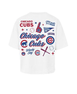 Women's White Chicago Cubs Collage Script Reed City T-Shirt