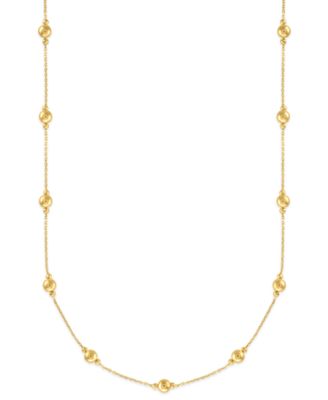 Multi Bead Station Necklace in 14k Gold