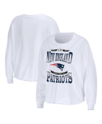 Women's White New England Patriots Super Bowl LX Cropped Long Sleeve T-Shirt