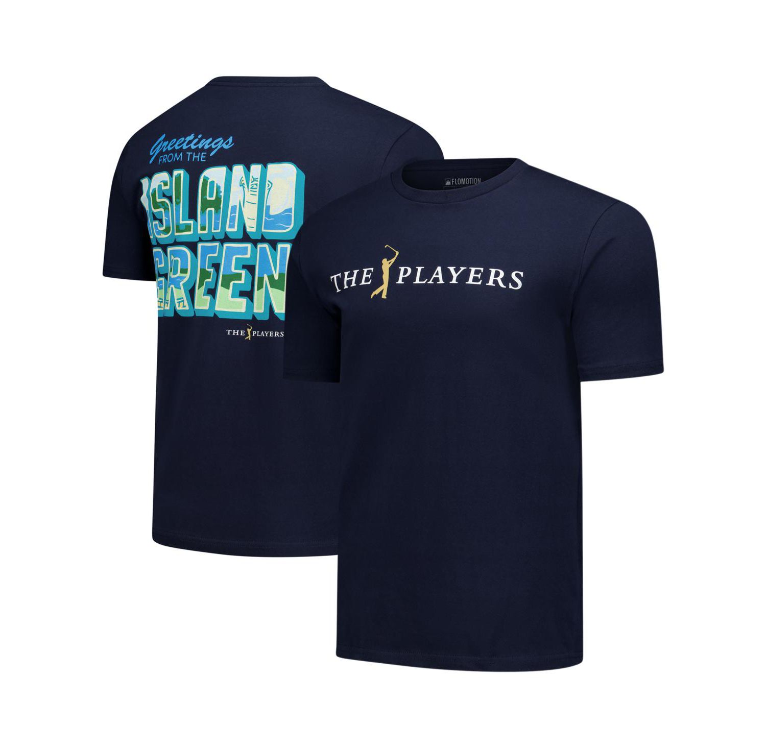Men's & Women's Navy THE PLAYERS Greetings from the Island Green T-Shirt