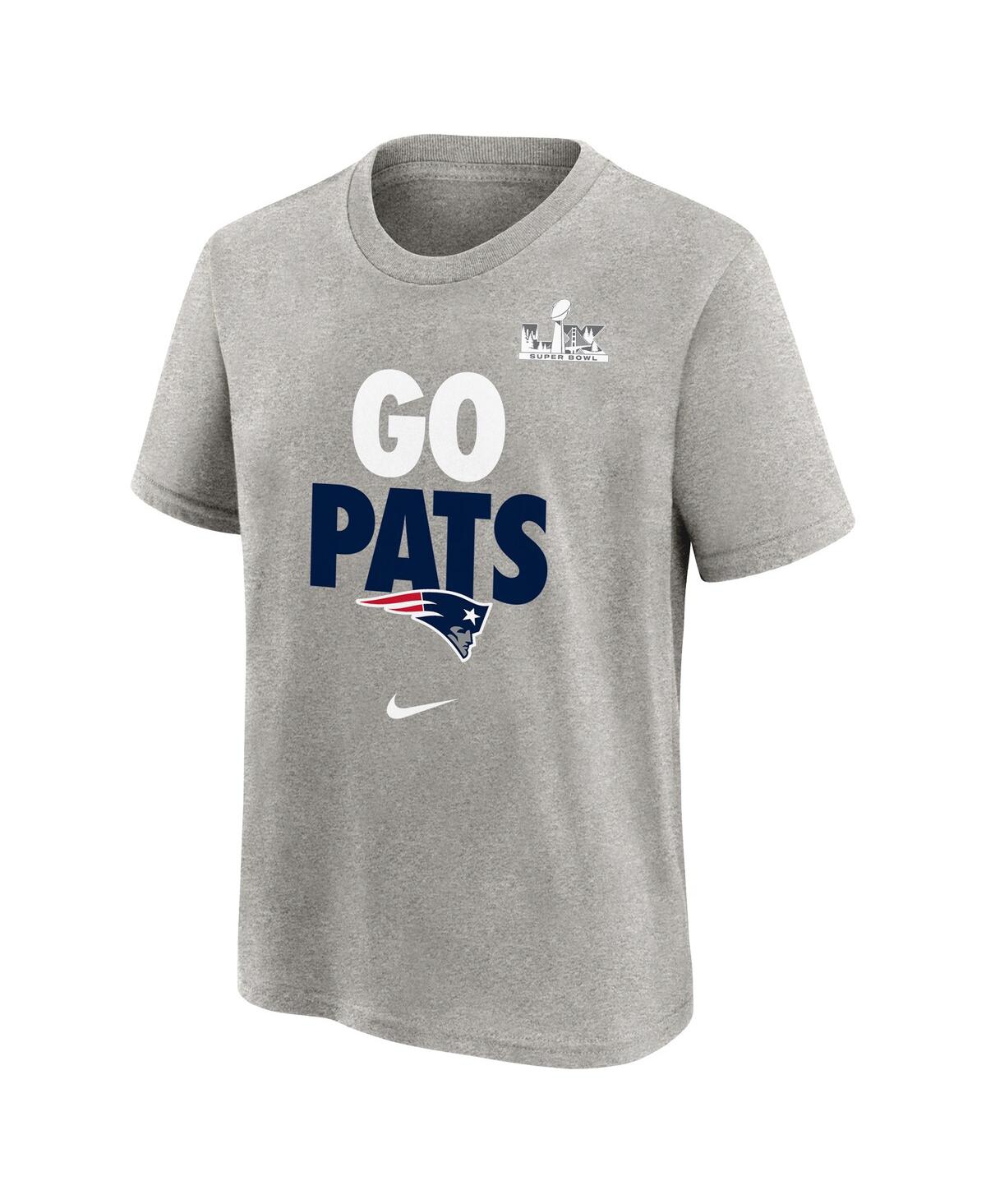 Nike Big Boys and Girls Gray New England Patriots Super Bowl Lx Fast As Gets Hometown Slogan T-Shirt