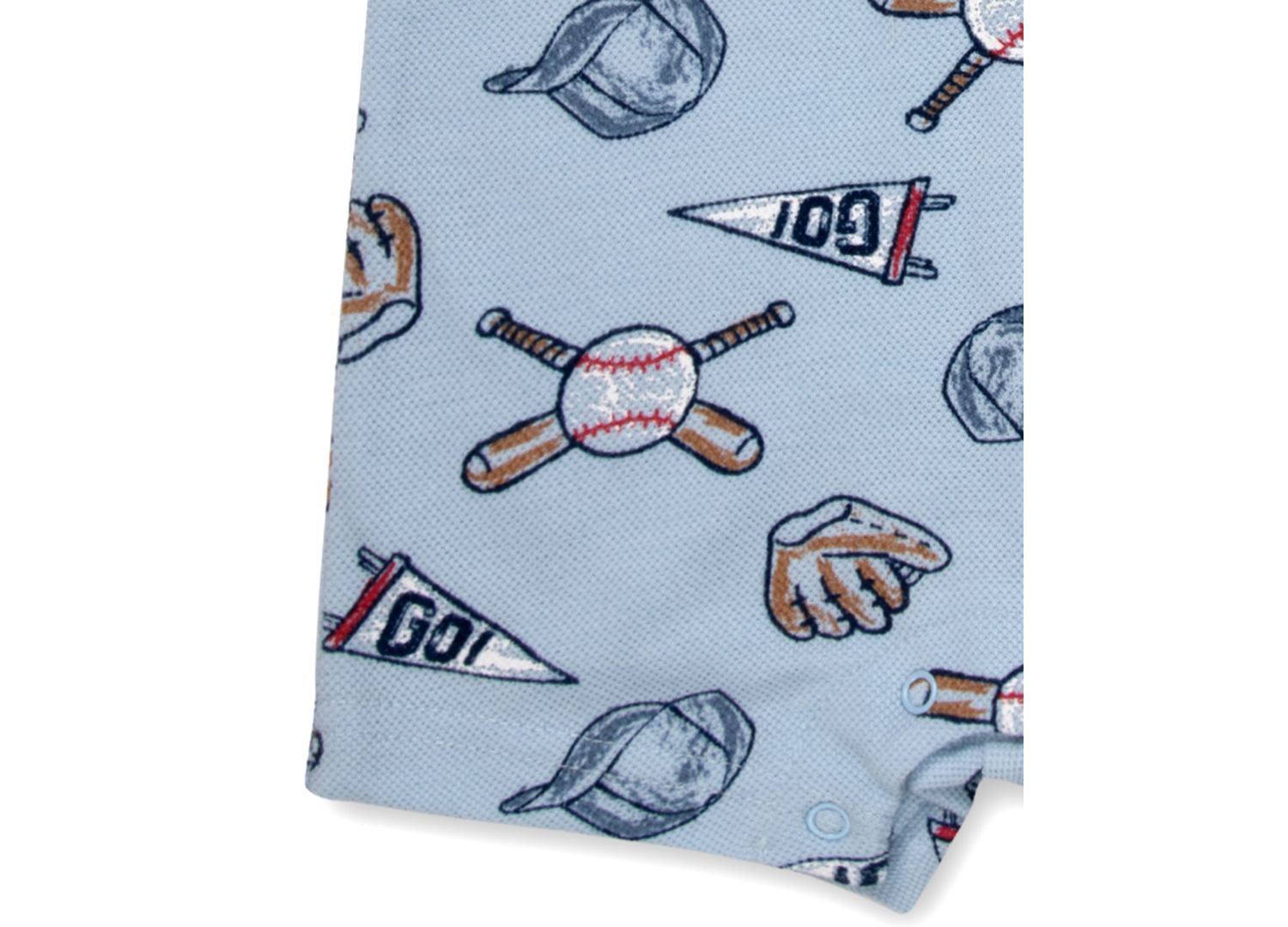 Baby Boys' Baseball Print Pique Short-Sleeve Polo Romper