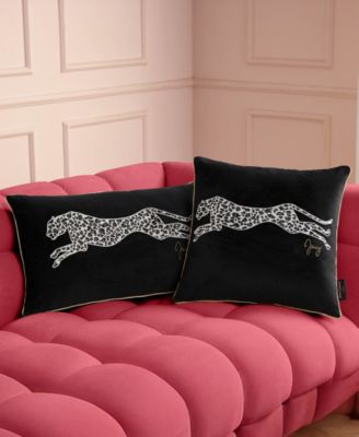 Embroidered Velvet Cheetah Decorative Pillow, 18" x 18"
