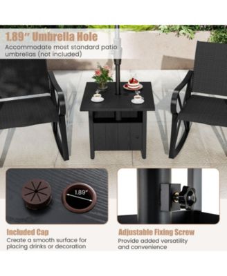Outdoor Side Table w/ 1.89'' Umbrella Hole Patio Umbrella Table Base Stand
