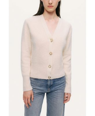 Women's Pearl-Button V-Neck Cardigan