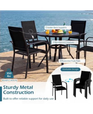 Patio Dining Chairs Set of 4 w/Metal Frame Breathable Mesh Fabric Backrest