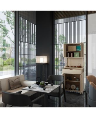 72-Inch Tall Double-Door Bamboo High-Capacity Storage Cabinet