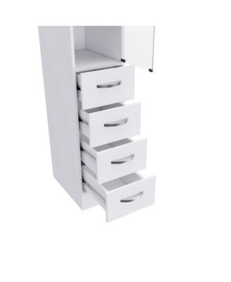 Linen Cabinet, 68" H Bathroom Storage Cabinet with 3 Shelves, 4 Drawers and Metal Handles for Home
