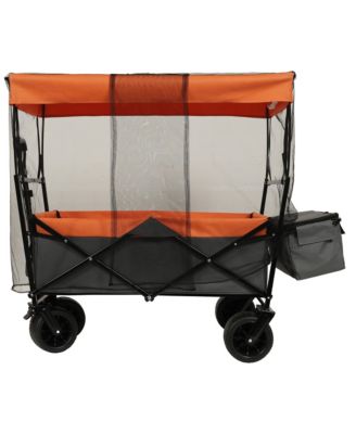 Collapsible Wagon with Canopy, Heavy Duty Utility Cart with All-Terrain Wheels, Large Capacity for Camping, Shopping and Garden
