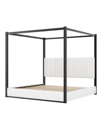 King Size Upholstery Canopy Platform Bed with Headboard