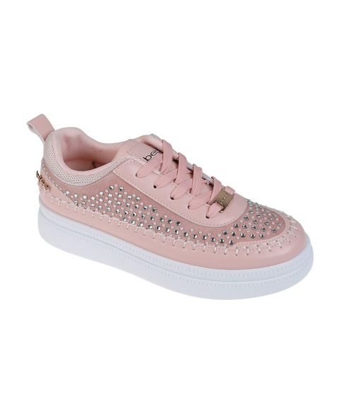 Женские кроссовки Bebe Sneaker with Pearl and Rhinestone Embellished Upper, цвет: Пудровый