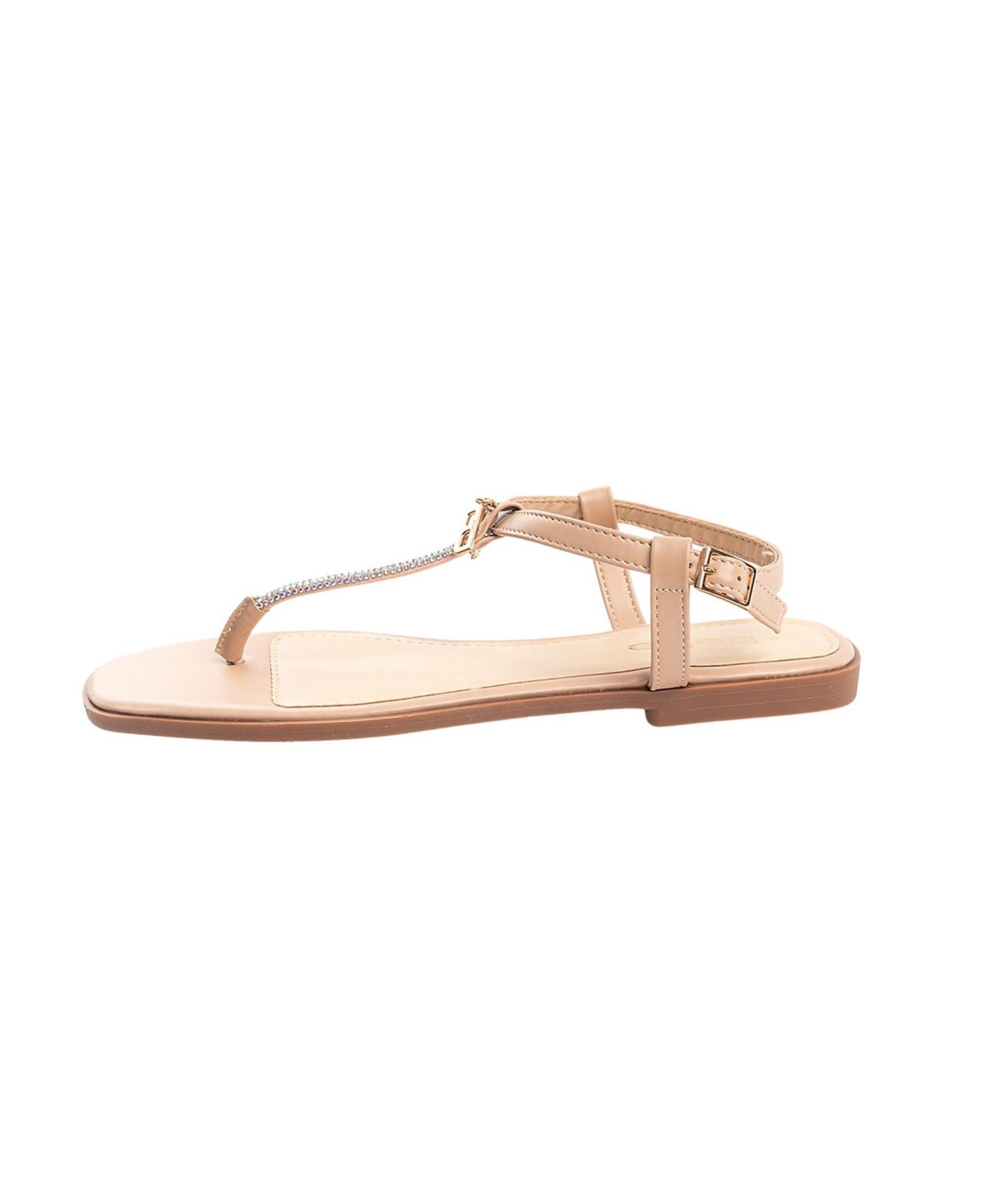 Женские сандалии Bebe Fashion with T-Strap Upper, Rhinestones and Dangle Charms, цвет: Рыжевато-коричневый — фото 5