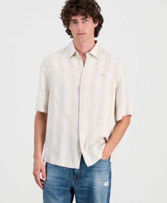 Men's Textured Jacquard Button-Up Shirt
