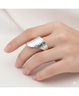 925 Sterling Silver Hammered Adjustable Spoon Ring