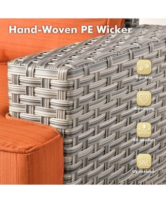 9 Pieces Wicker Outdoor Patio Furniture Set,Rattan Modular Sectional Sofa,Outside Swivel Rocking Chairs Coversation Set with Side Table