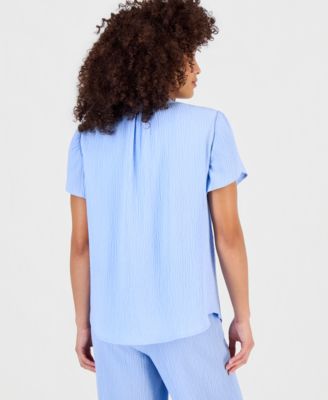 Petite Textured Tulip-Sleeve Top